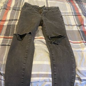 Knee-ripped Black Jeans